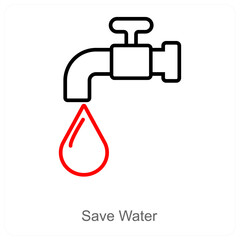 Save Water and prevention icon concept