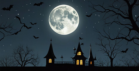 Fototapeta premium halloween night background with castle