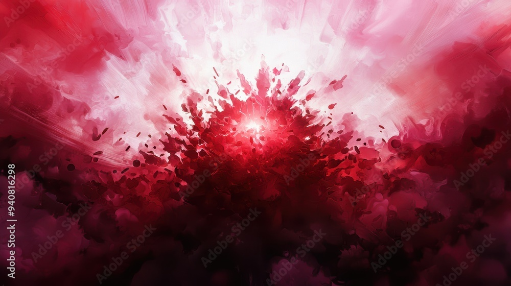 Poster abstract explosion of dark and bright red colors creating an intense and energetic visual experience
