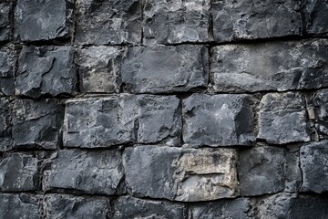 Empty old dark cement or stone wall texture backgrounds.Black stone background. Frontal view. Free copy space , ai