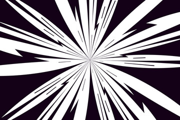 Comic book speed black lines background. Radial design for comic books and manga. Anime explosion effect. Anime art frame