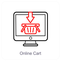 Online Cart and cart icon concept