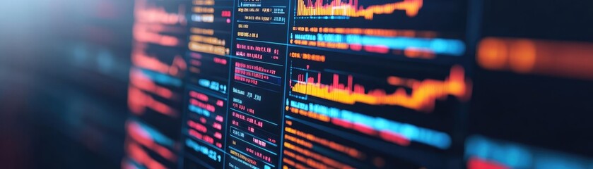 Fototapeta premium Capital markets analysis, global data integration, futuristic financial dashboard, 3D illustration