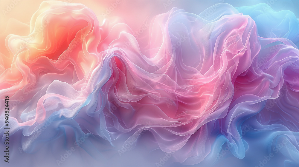 Aufkleber pastel abstract flowing fabric waves with soft lighting..