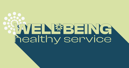 Halftone Green Banner for Well Beign Healthy Service Business, Abstract Bold Flat Illustration