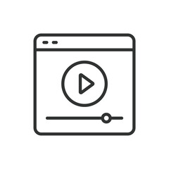 Play video, in line design. Playback, Play button, controls, Media player, Video streaming, Video icon on white background vector. Play video editable stroke icon.