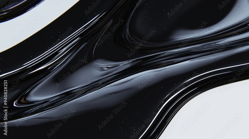 Poster abstract liquid flowing patterns on black surface background in modern art style