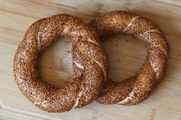 turkish bagels or simit isolated on the table