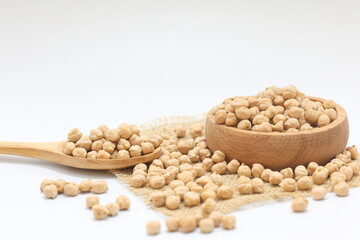 isolated chickpeas on white background