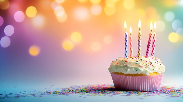 Vibrant and Colorful Birthday Invitation Card Design with Abstract Background and Copy Space for Text or Graphic Elements