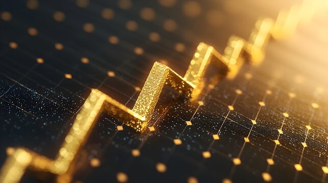 Upward Trending Golden Scatter Plot with Selective Focus on Foreground for Financial Data Visualization