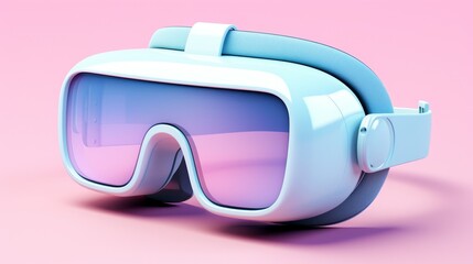A modern virtual reality headset in a stylish blue and white design, perfect for immersive gaming and entertainment experiences.