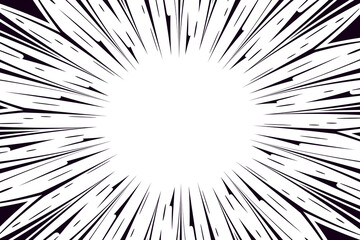 Comic book speed black lines background. Radial design for comic books and manga. Anime explosion effect. Anime art frame