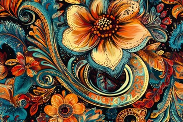 seamless paisley batik pattern flower