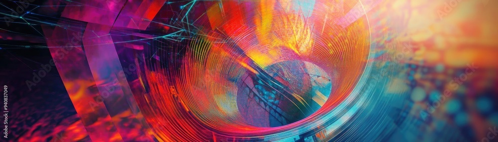 Poster Vibrant abstract art featuring dynamic colors and fluid shapes, creating an immersive visual experience and striking aesthetic appeal.