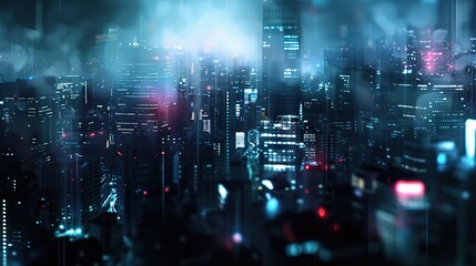Obraz premium Abstract colorful circular bokeh with city background