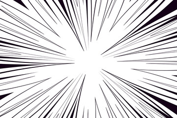Fototapeta premium Comic book speed black lines background. Radial design for comic books and manga. Anime explosion effect. Anime art frame