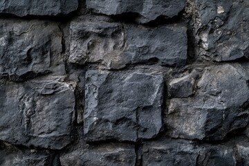 Obraz premium Empty old dark cement or stone wall texture backgrounds.Black stone background. Frontal view. Free copy space , ai