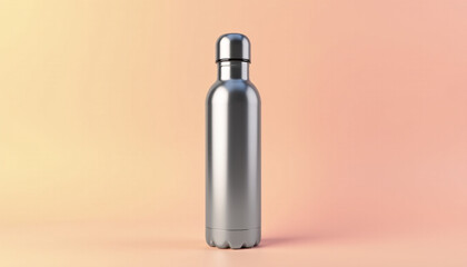 Mock up blank stainless steel thermos, isolated on a bright color background