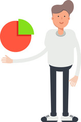 Boy Character Holding Pie Chart
