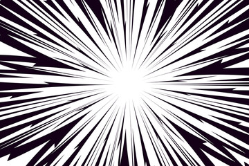 Comic book speed black lines background. Radial design for comic books and manga. Anime explosion effect. Anime art frame