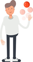 Boy Character Playing Ball
