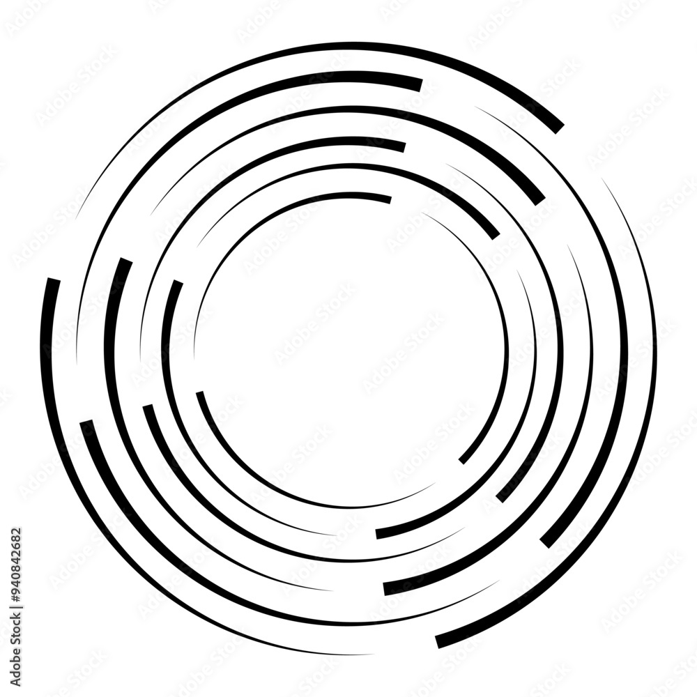 Poster halftone speed lines circle. geometric art in circle form. round swirl movement symbol. halftone cir