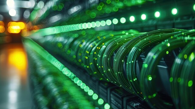 Wires and Circuit Breakers: green electrical wires connected to circuit breakers in a residential fuse box, demonstrating household electrical safety.