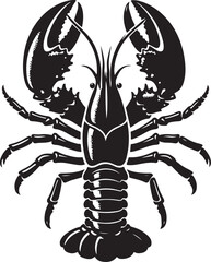 Lobster silhouette, vector black color silhouette 