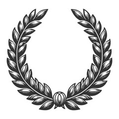 Obraz premium laurel wreath, symbolizing victory and honor, depicted in a detailed engraving style sketch engraving generative ai vector illustration. Scratch board imitation. Black and white image.