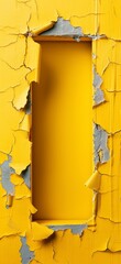 Hole in a wall. Hole broken in a yellow wall