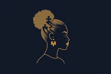 Digital Silhouette of a Woman with a Face Made of Puzzle Pieces: Exploring Cognitive Thought Identity and the Fragmented Nature of Memory