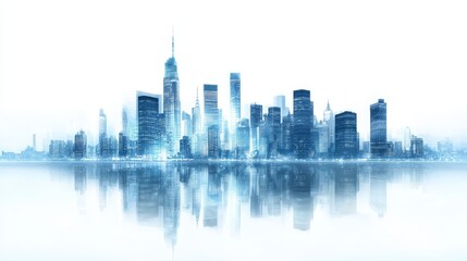 Obraz premium Abstract Cityscape Skyline with Reflections
