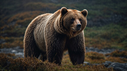 Orso bruno  nelle prime luci del mattino