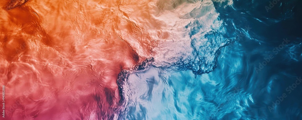 Aufkleber a vibrant water abstract featuring a blend of orange and blue hues, creating a calming and artistic 