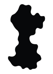 Paint blot icon. Splash for design use. Grunge shape. Dirty stain or silhouette. Black ink splash