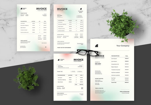Blue And Pink Gradient Invoice