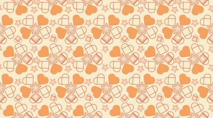 Heart-shaped seamless fabric pattern, wallpaper, seamless fabric pattern, leaf pattern.