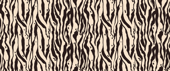 Zebra skin texture, wildlife fur abstract seamless pattern. Savannah animal stylish stripes background perfect for textile, print, fashion