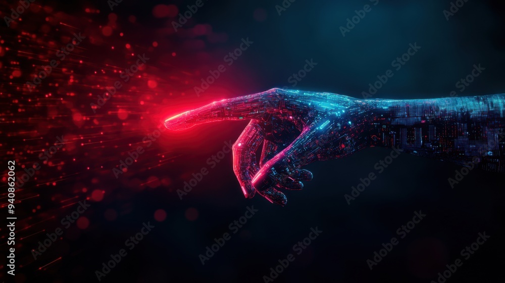 Aufkleber futuristic cybernetic hand securing data streams - concept of advanced cybersecurity in technology