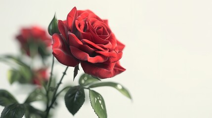 Fototapeta premium Red rose on a white background, Red rose wallpaper, red rose background, red rose isolated white background,