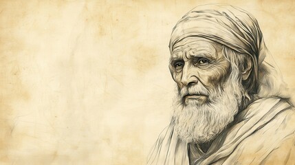 Micaiah Prophesies Against Ahab in 1 Kings: Resolute in Prison, Knowing God’s Will Fulfilled, Biblical Illustration on Beige Background for Bible Wall Art