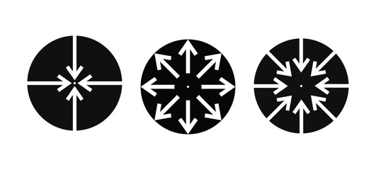Inward and Outward Direction Radial Arrows in Black and White