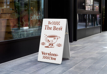 Mockup Of Customizable Vertical A-Frame Sign