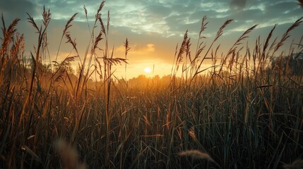 Fototapeta premium Tall grass dominates the foreground