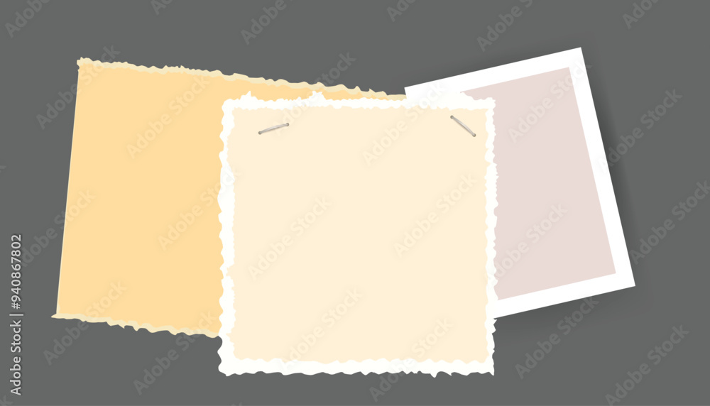 Poster paper notes stickers. place for memo messages on paper sheets. blank sticky place for to do list and