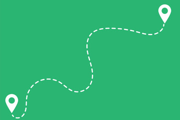 Route icon - two points with dotted path and location pin. Route location icon two pin sign and dotted line.Travel vector icon.Travel from start point and dotted line. vector illustration