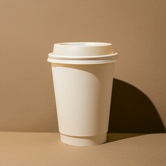 Disposable Coffee Cup With Beige Background 