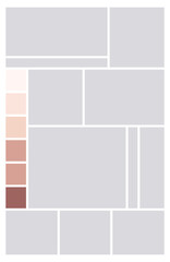 Photo collage template. Album brandboard, set portfolio images. Mood board background. Mosaic picture frame. Gallery banner. Vector illustration