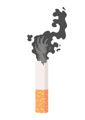 Smoking dangers icon. Awareness about smoking and poison of cigarette. Resulting premature organ damage. Smoking is harmful to human organs